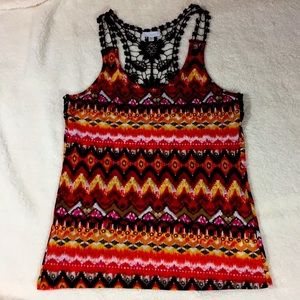 Currants Molly Macrame RacerBack Tank Top Size L